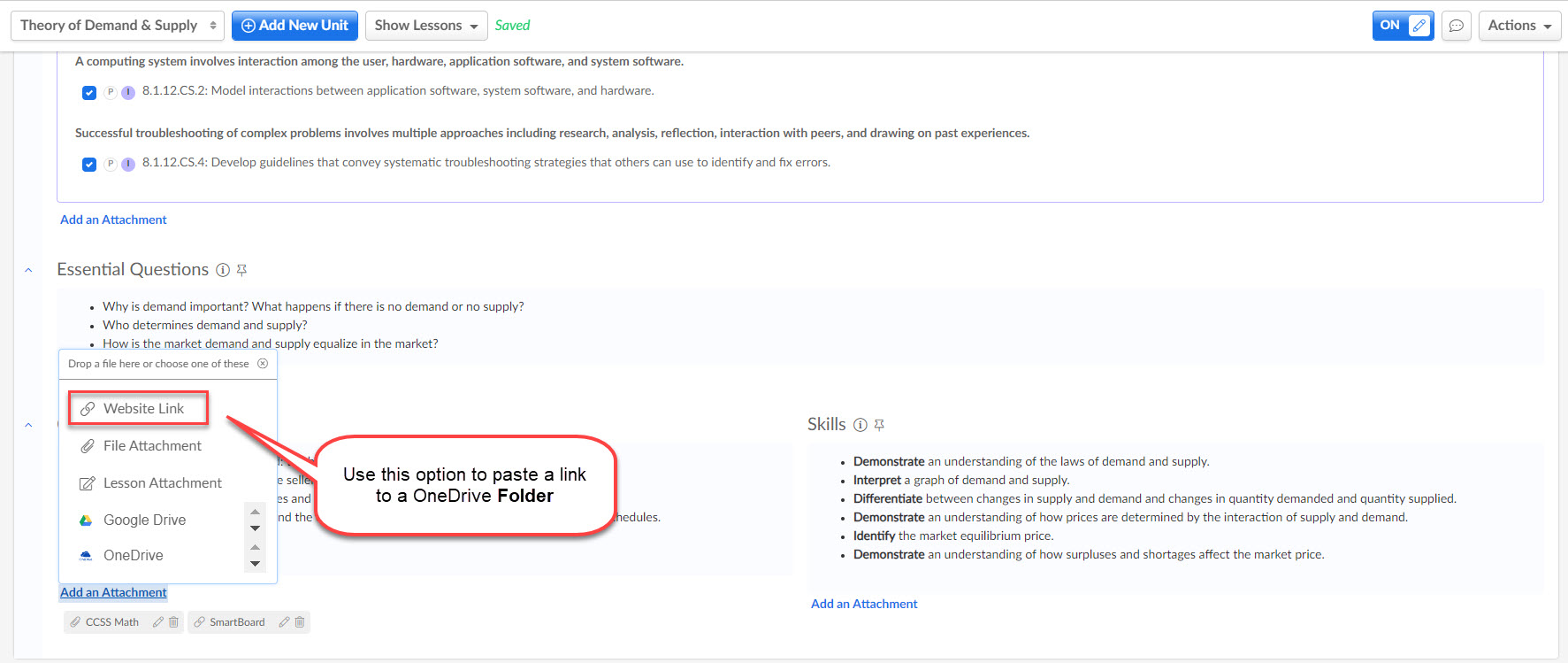 My Courses > Unit Planner > Attachments – Atlas Help Centre