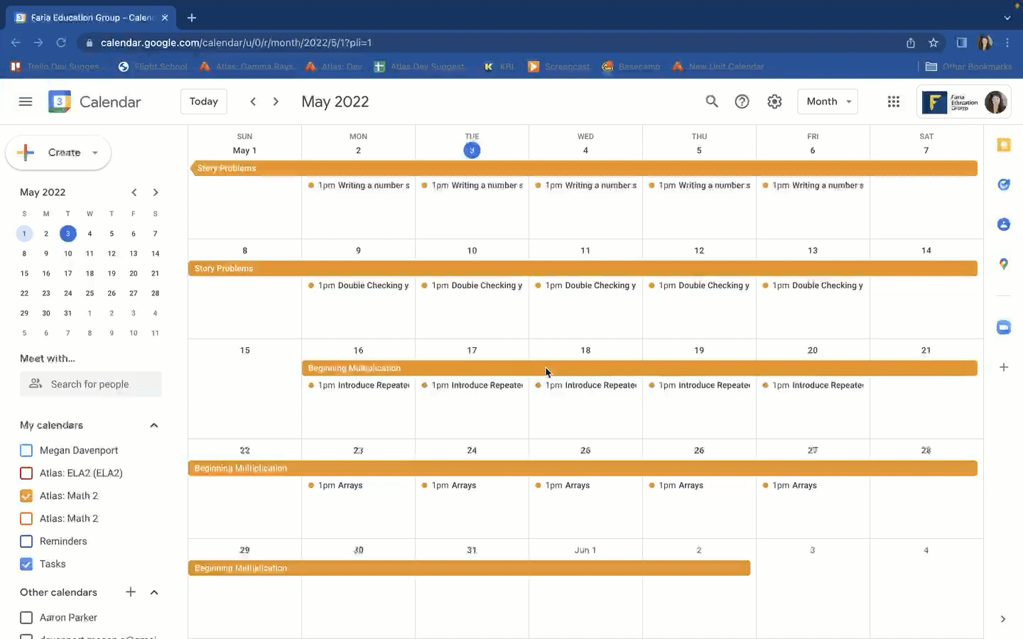 Captura de pantalla: ¡Un cambio radical! ¡Ahora puedes VER y ACCEDER a tus cursos, unidades y lecciones de Atlas en tu Calendario de Google!