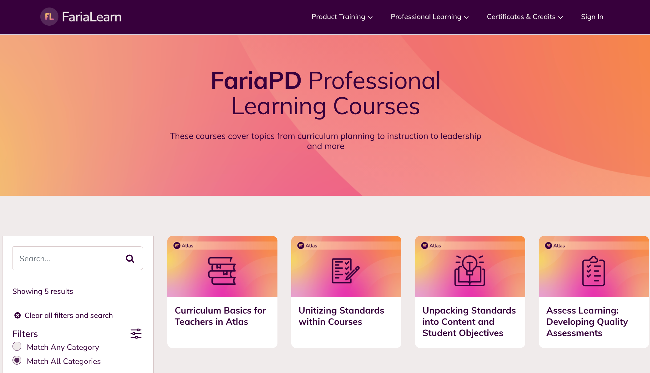 屏幕截图：您的学校目前无法访问任何 FariaLearn 课程。