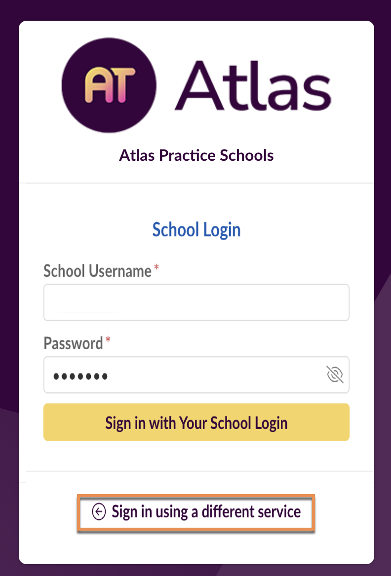 Captura de pantalla: Para iniciar sesión mientras esperas una respuesta de tu equipo escolar, regresa a tu URL de Atlas y sigue las instrucciones de Atlas.