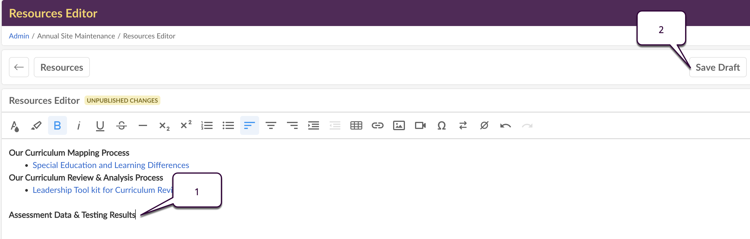 Captura de pantalla: Haz clic en Guardar borrador para aplicar los cambios.