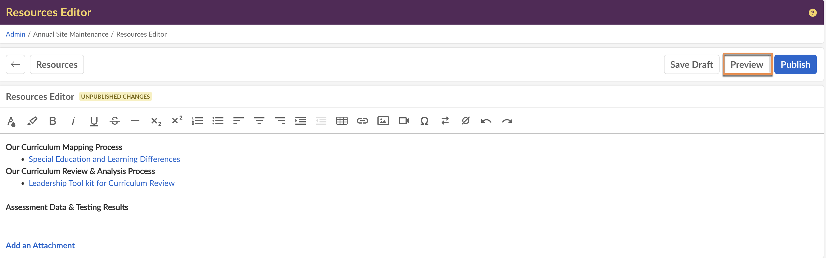 Captura de pantalla: Haz clic en el botón Vista previa para ver cómo se verá tu contenido antes de publicarlo o guardarlo.