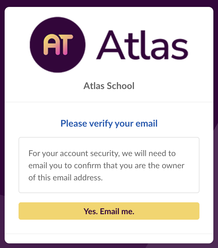 Captura de pantalla: En tu página de inicio de sesión de Atlas, introduce tu dirección de correo electrónico y haz clic en el campo de contraseña.